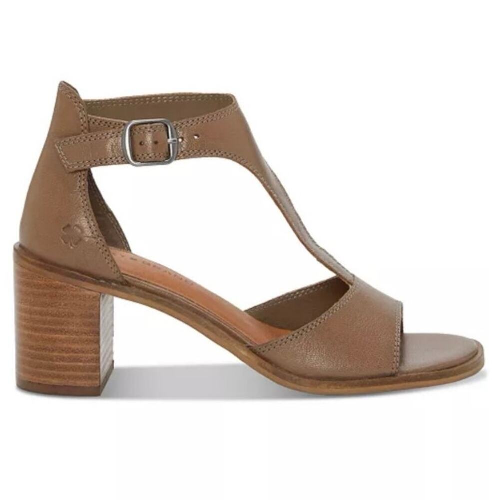 Lucky Brand Sabeni T-Strap Block-Heel City Sandals Tan Size 9.5 Runs Large (10)